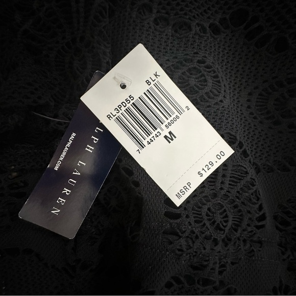 NWT! Ralph Lauren Sheer Swimsuit Cover up Black Lace M Bathing Coverup - Picture 7 of 9